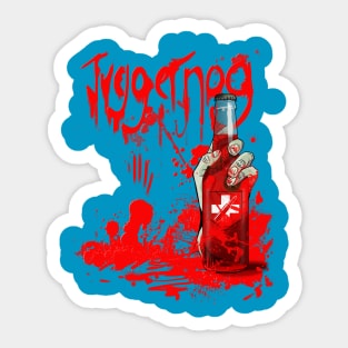 Zombie Hand Bloodied Juggernog on Teal Sticker